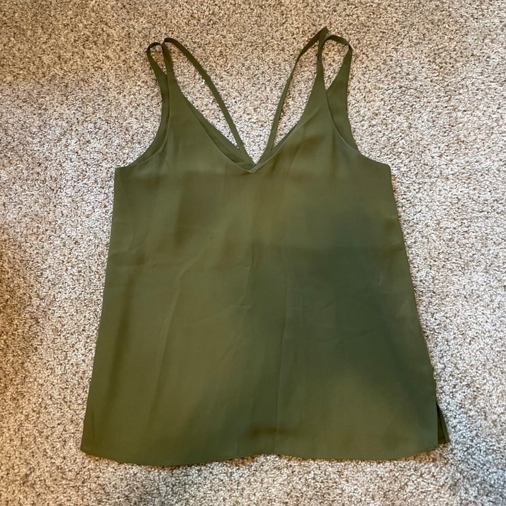 Topshop spaghetti strap top, olive green, petite 2